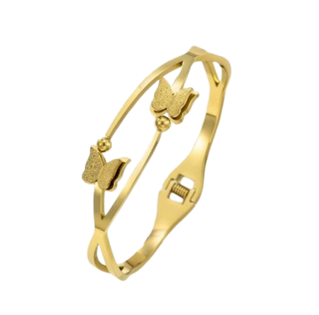 Elegant Gold Plated Stainless Steel Butterfly Bracelet