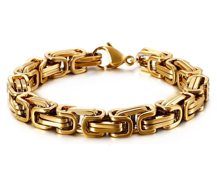 Bold Stainless Steel Gold-Plated Link Bracelet for Men