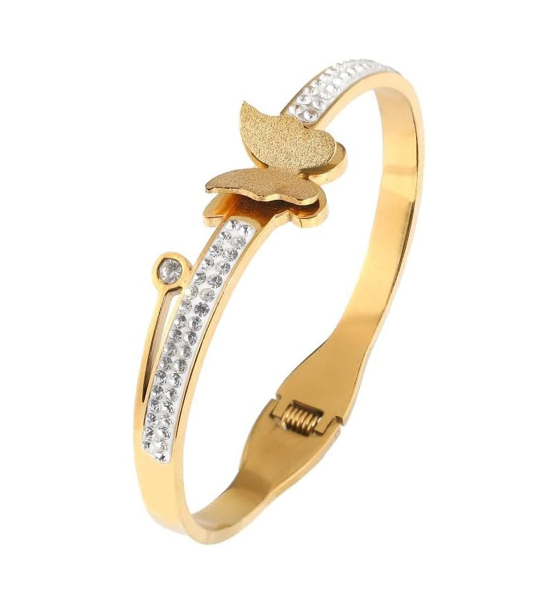 Gold Plated Stainless Steel Butterfly Charm Bracelet