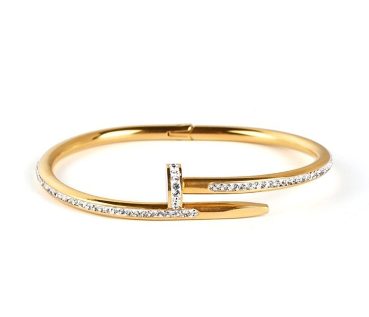 Studded Gold Plated Stainless Steel Nail Bracelet