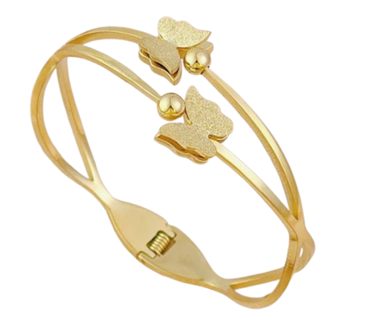 Elegant Gold Plated Stainless Steel Butterfly Bracelet