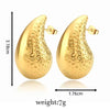 Elegant Gold-Plated Stainless Steel Teardrop Earrings – Textured Statement Jewelry for Women
