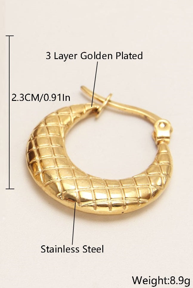 Chunky Gold Square Hoop Earrings – Women’s Stainless Steel Punk Style