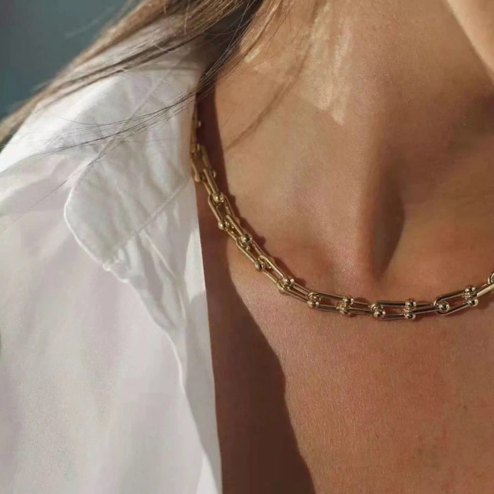 Gold Paperclip Chain Necklace – Anti-Tarnish Stainless Steel Statement Jewelry for Women