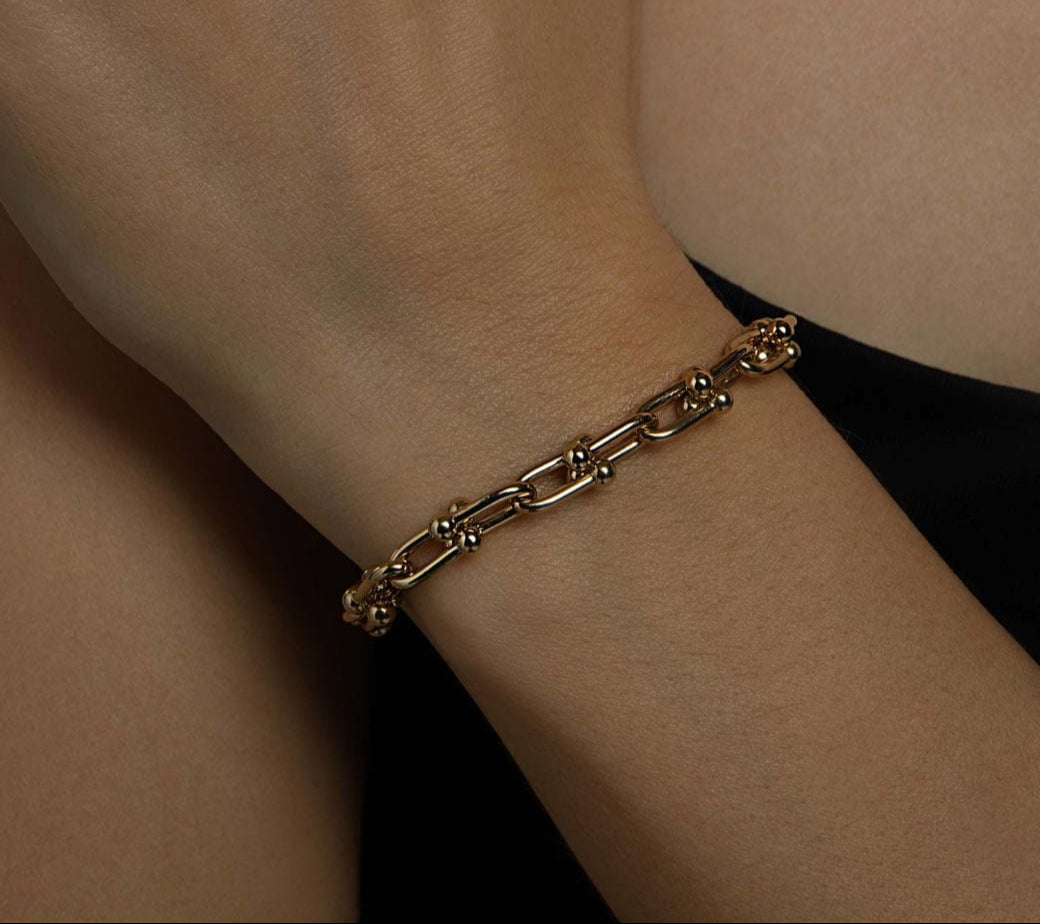 U Link Paperclip Stainless Steel Gold Bracelet