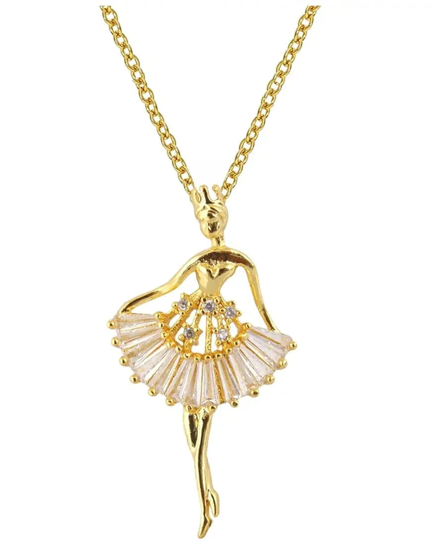 Ballerina Girl Crystal Zircon Pendant Necklace