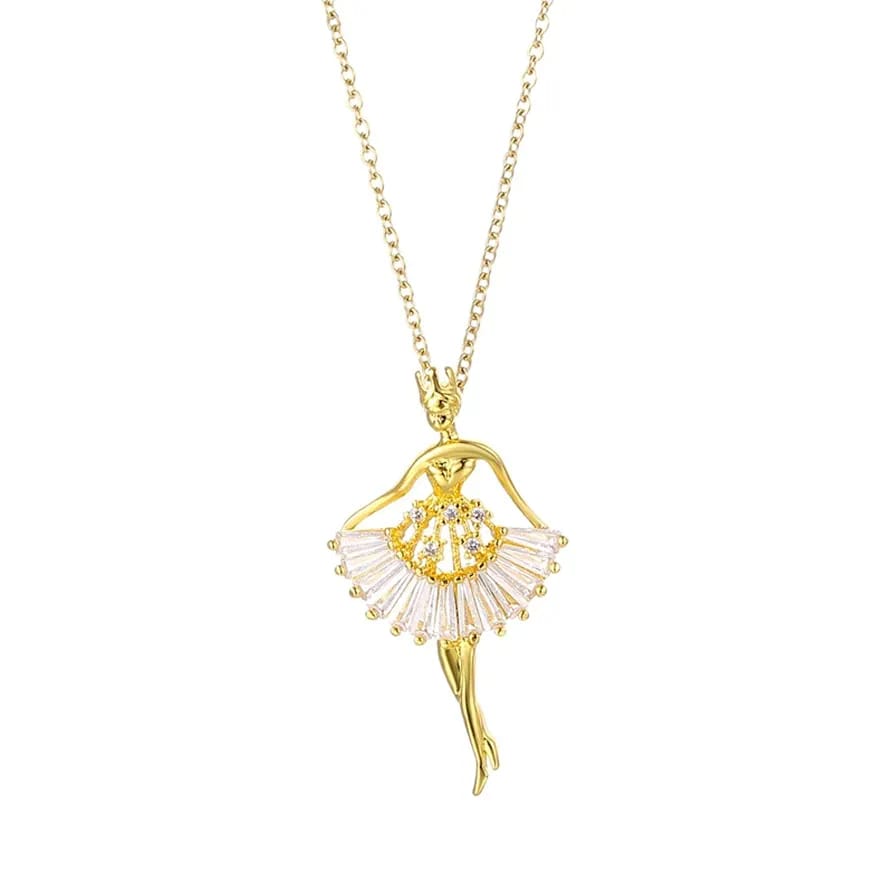 Ballerina Girl Crystal Zircon Pendant Necklace