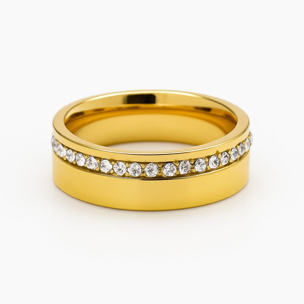 Glossy Gold Eternity Ring with Stones – Zaewar