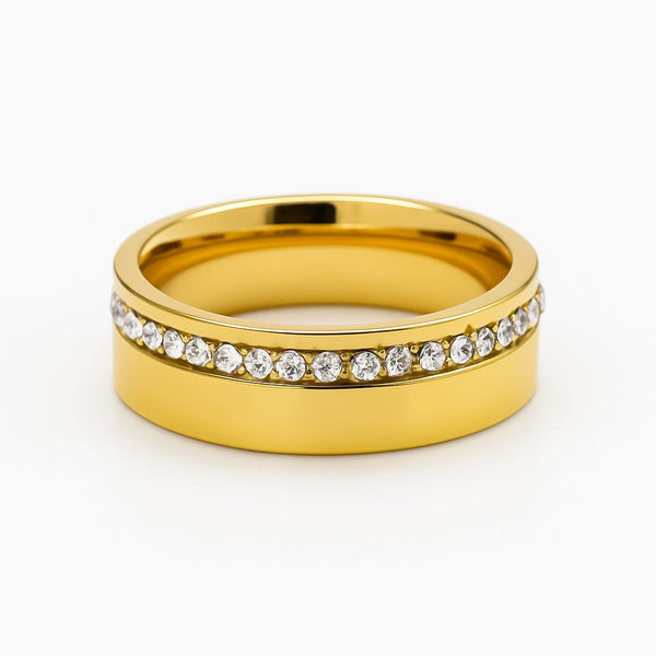 Glossy Gold Eternity Ring with Stones – Zaewar