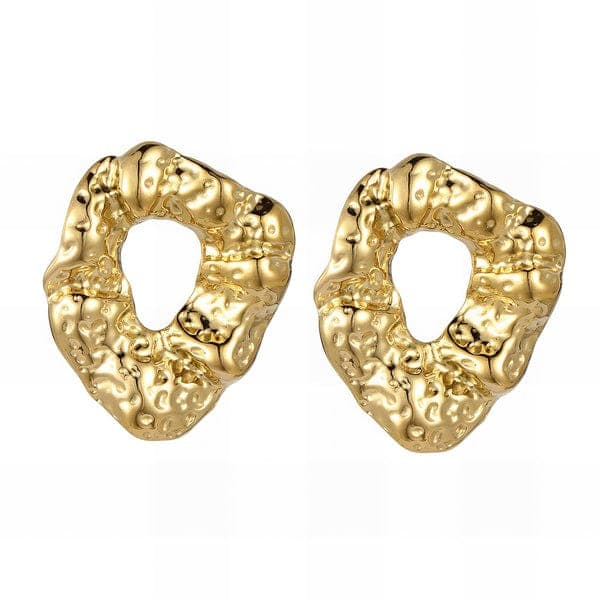 Bold Textured Gold Stainless Steel Earrings | Modern Chunky Statement Jewelry