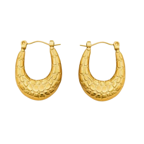 Gold Oval Hoop Earrings – Thick Anti-Tarnish Stainless Steel Statement Jewelry