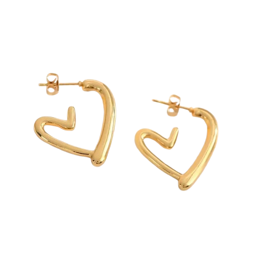 Heart-Shaped Gold Stainless Steel Earrings – Hypoallergenic, Tarnish-Resistant, Everyday Jewelry