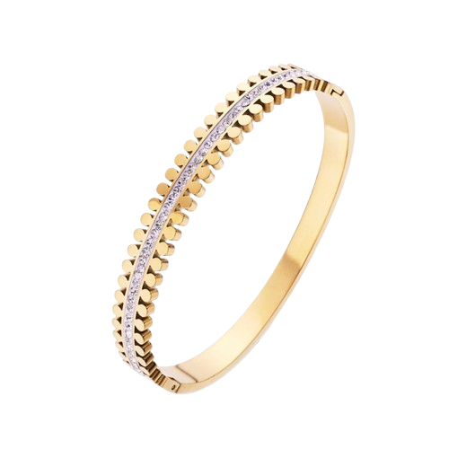 Elegant Gold Stainless Steel Bracelet with Crystal Detailing