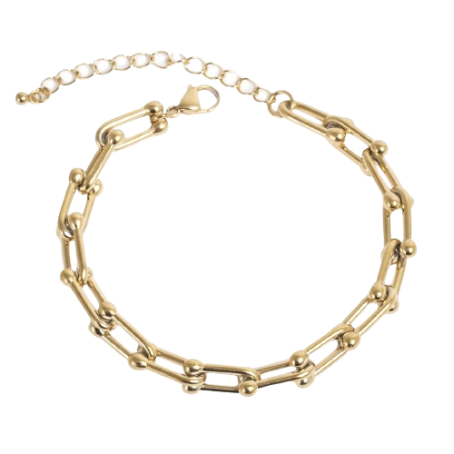 U Link Paperclip Stainless Steel Gold Bracelet