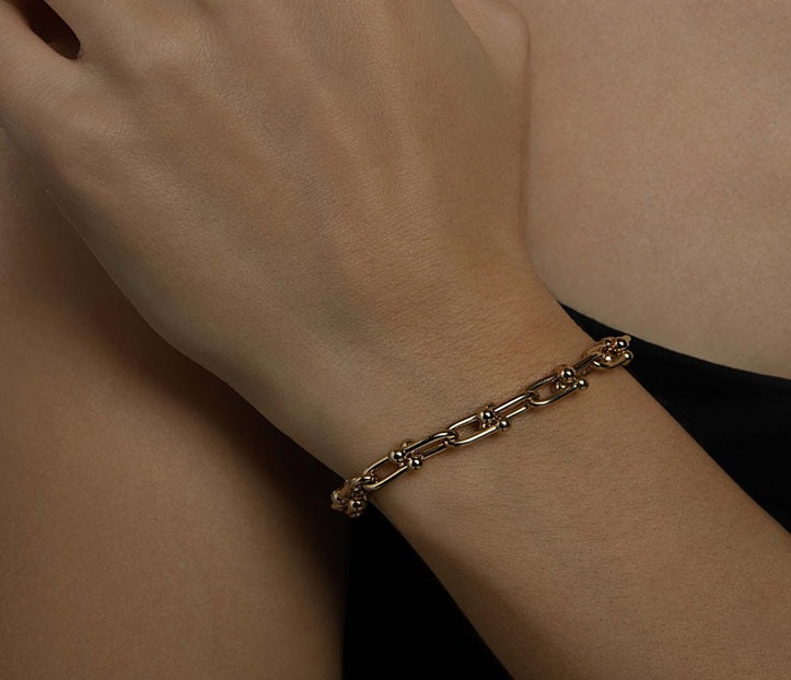 U Link Paperclip Stainless Steel Gold Bracelet