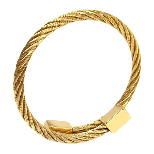 Gold Plated Stainless Steel Cable Wire Twisted Cuff Bangle Bracelet