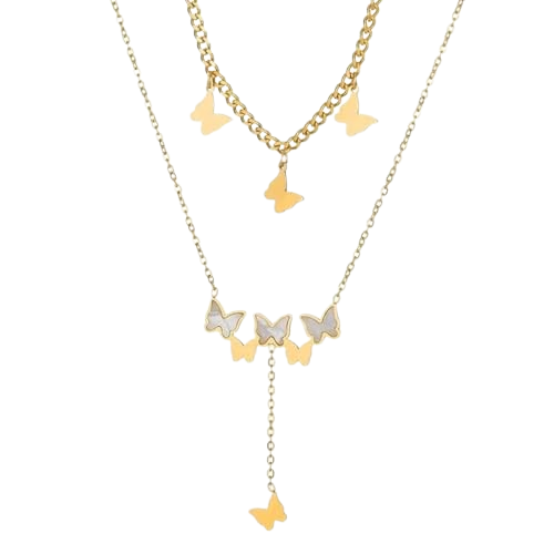 Butterfly Layered Necklace – Adjustable Dainty & Chunky Jewelry