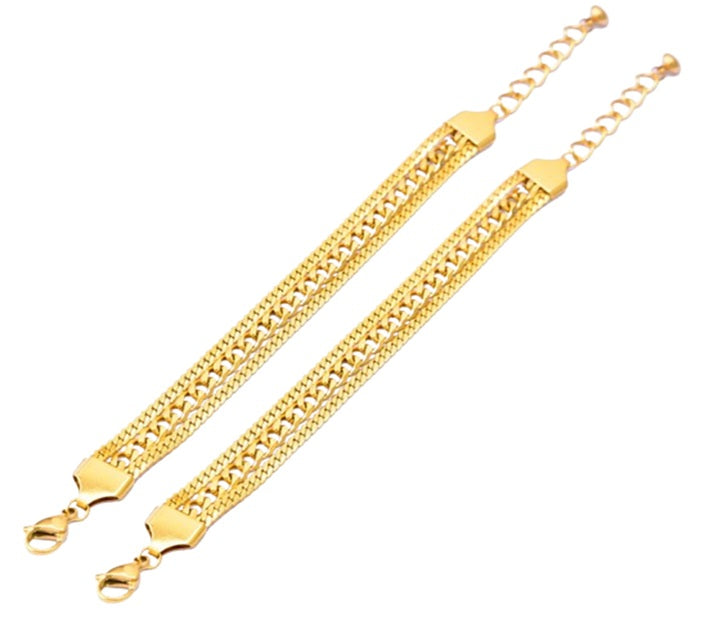 Tarnish-Free Triple Snake & Cuban Chain Bracelet