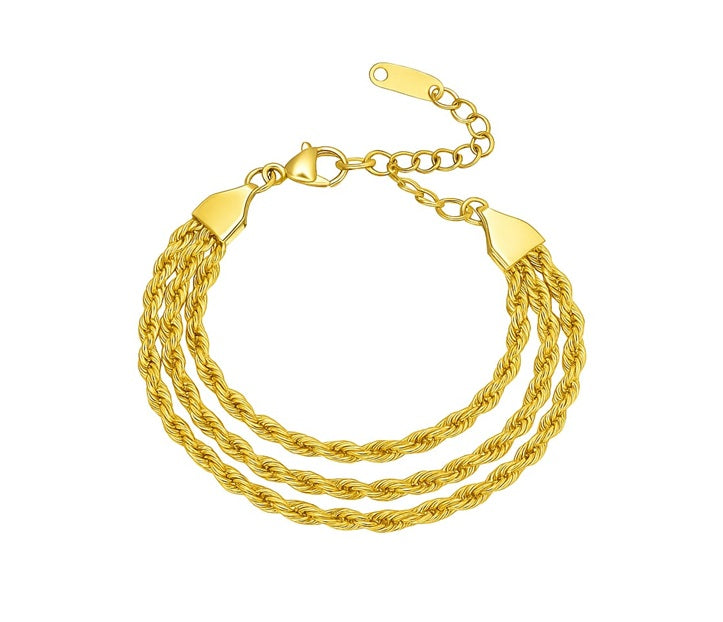 Triple Layer Roped Chain Bracelet