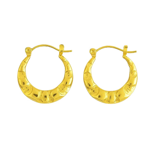 Textured Gold-Plated Stainless Steel Hoop Earrings