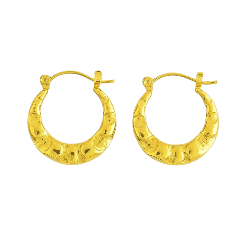 Textured Gold-Plated Stainless Steel Hoop Earrings