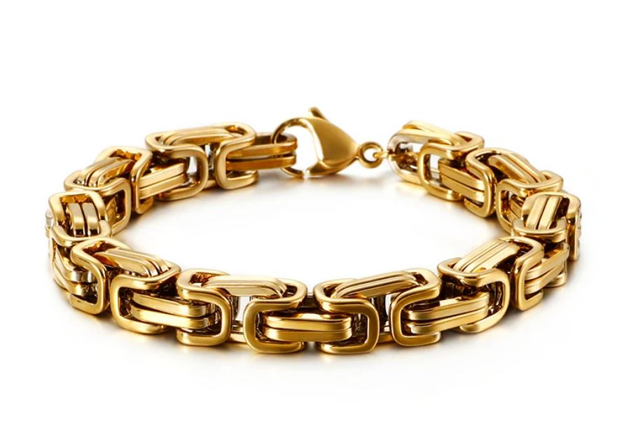 Bold Stainless Steel Gold-Plated Link Bracelet for Men