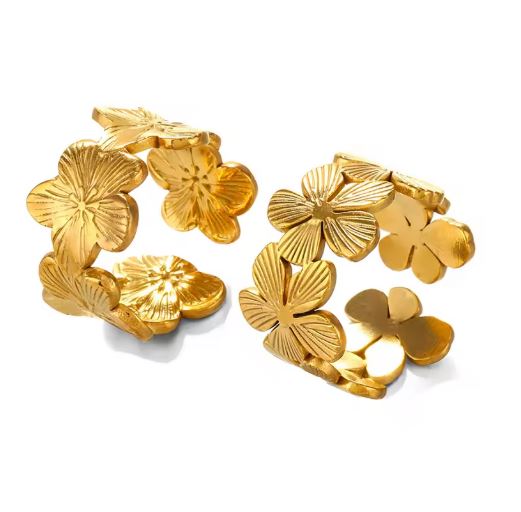Flower Adjustable Ring – Boho Chic Open Band Statement Jewelry for Women