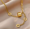 Modern Gold-Plated Stainless Steel Lariat Necklace