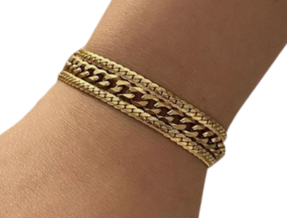Tarnish-Free Triple Snake & Cuban Chain Bracelet
