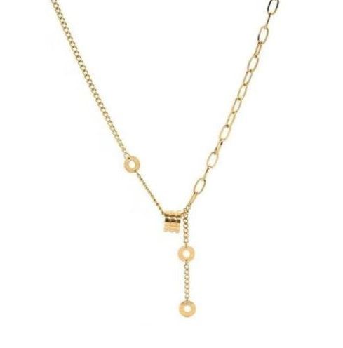 Modern Gold-Plated Stainless Steel Lariat Necklace