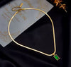 Elegant Stainless Steel  Necklace with Green Pendant