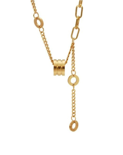 Modern Gold-Plated Stainless Steel Lariat Necklace