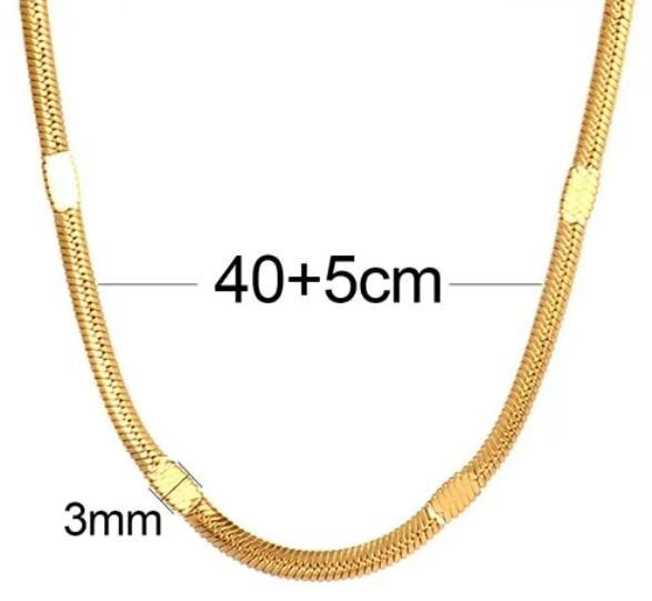 Elegant Stainless Steel Gold-Toned Herringbone Chain Necklace