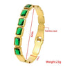 Elegant Gold-Plated Stainless Steel Bracelet with Green Gemstones